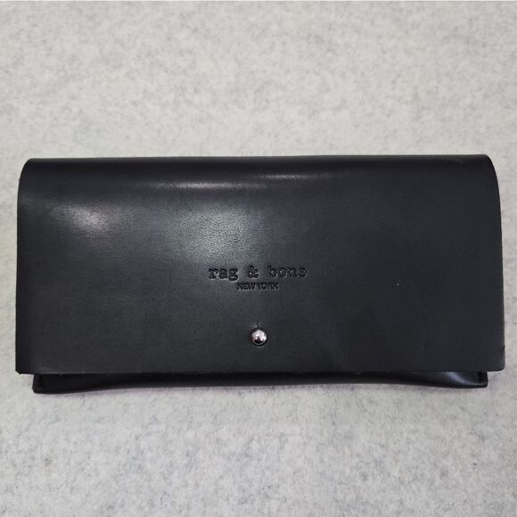 🐢 Rag & Bone Black Leather Sunglasses 😎 Case with Microfiber Dust Bag. - Picture 1 of 11